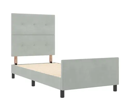 Kiemas Lova Su Galvūgalio Šviesiai Pilka 90 X 200 Cm Aksomas