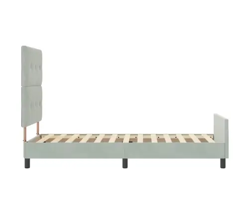 Kiemas Lova Su Galvūgalio Šviesiai Pilka 90 X 200 Cm Aksomas