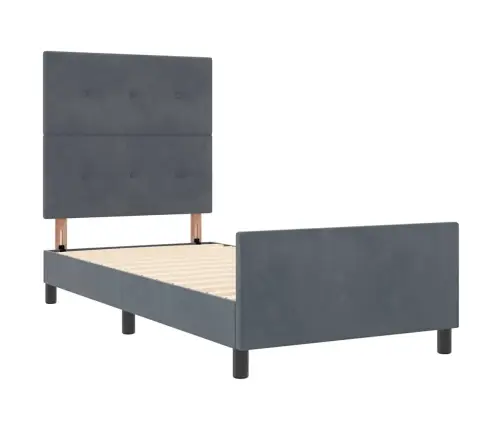 Kiemas Lova Su Galvūgalio Tamsiai Pilka 90 X 200 Cm Aksomas