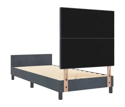 Kiemas Lova Su Galvūgalio Tamsiai Pilka 90 X 200 Cm Aksomas