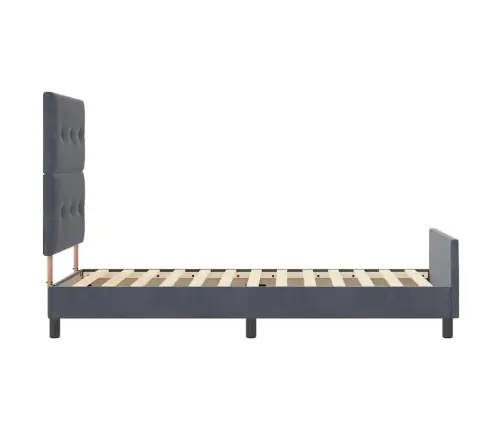 Kiemas Lova Su Galvūgalio Tamsiai Pilka 90 X 200 Cm Aksomas