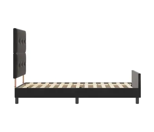 Kastītes Atsperu Gulta Ar Galvas Klāju Melna 90 X 200 Cm Samts Vidaxl