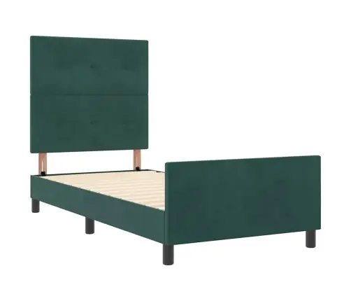 Kastītes Atsperu Gulta Tumši Zaļš 90 X 200 Cm Samts Vidaxl