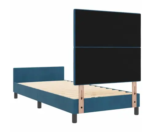 Kiemas Lova Su Galvūgalio Tamsiai Mėlyna 90 X 200 Cm Aksomas