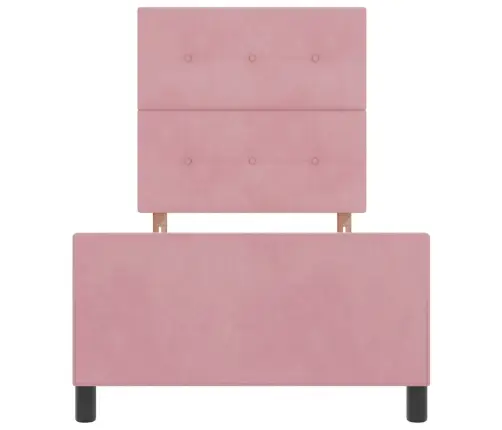 Kastītes Atsperu Gulta Ar Galvas Klāju Rozā 90 X 200 Cm Samts Vidaxl