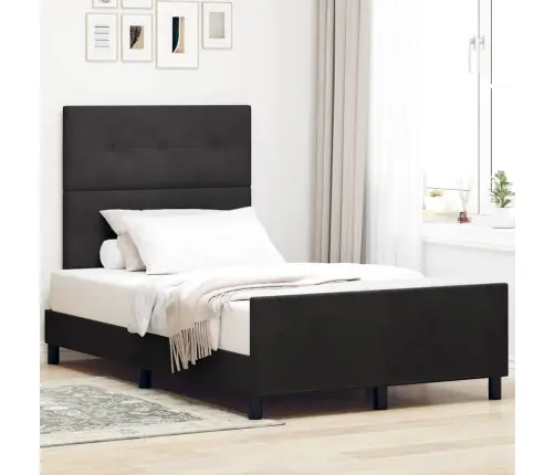 Gultas Rāmjis Melns 120X190 Cm Samts Vidaxl