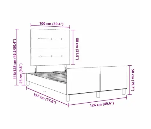 Gultas Rāmjis Melns 120X190 Cm Samts Vidaxl