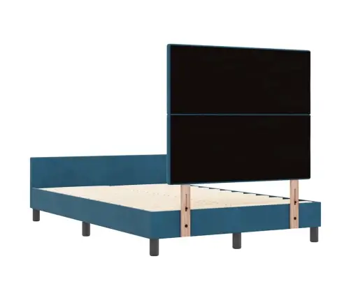 Kastītes Atsperu Gulta Tumši Zils 120 X 190 Cm Samts Vidaxl