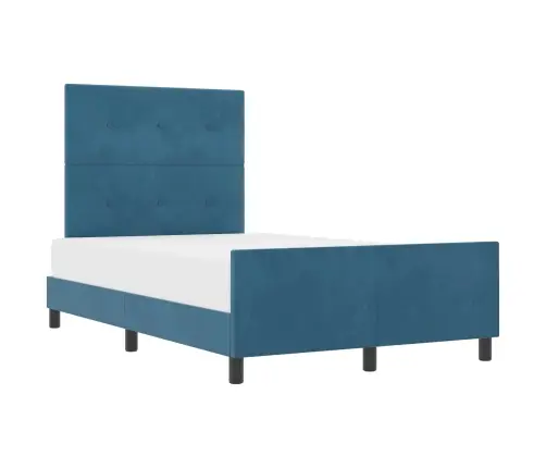 Kastītes Atsperu Gulta Tumši Zils 120 X 190 Cm Samts Vidaxl