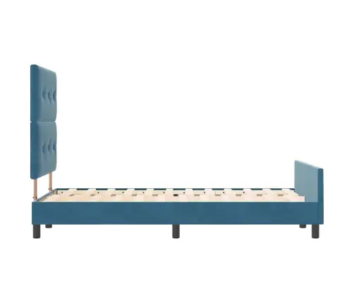 Kastītes Atsperu Gulta Tumši Zils 120 X 190 Cm Samts Vidaxl