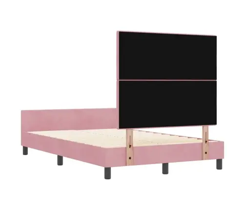 Kastītes Atsperu Gulta Ar Galvas Klāju Rozā 120 X 190 Cm Samts Vidaxl