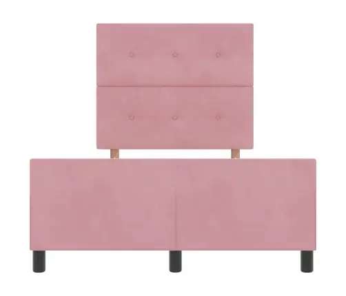 Kastītes Atsperu Gulta Ar Galvas Klāju Rozā 120 X 190 Cm Samts Vidaxl