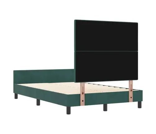 Kastītes Atsperu Gulta Tumši Zaļš 120 X 200 Cm Samts Vidaxl