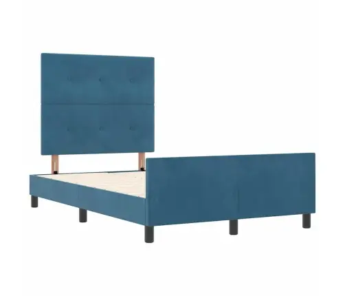 Kastītes Atsperu Gulta Tumši Zils 120 X 200 Cm Samts Vidaxl