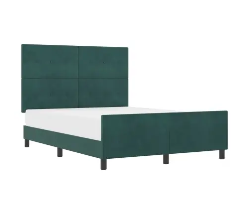 Kastītes Atsperu Gulta Tumši Zaļš 140 X 190 Cm Samts Vidaxl