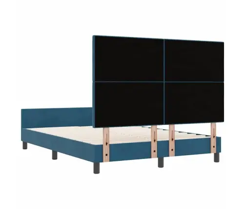 Kastītes Atsperu Gulta Tumši Zils 140 X 190 Cm Samts Vidaxl