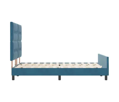 Kastītes Atsperu Gulta Tumši Zils 140 X 190 Cm Samts Vidaxl