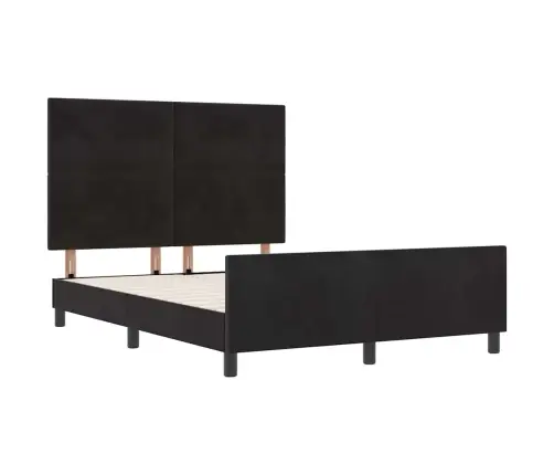 Kastītes Atsperu Gulta Ar Galvas Klāju Melna 140 X 200 Cm Samts Vidaxl
