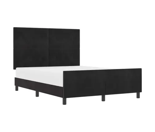 Kastītes Atsperu Gulta Ar Galvas Klāju Melna 140 X 200 Cm Samts Vidaxl