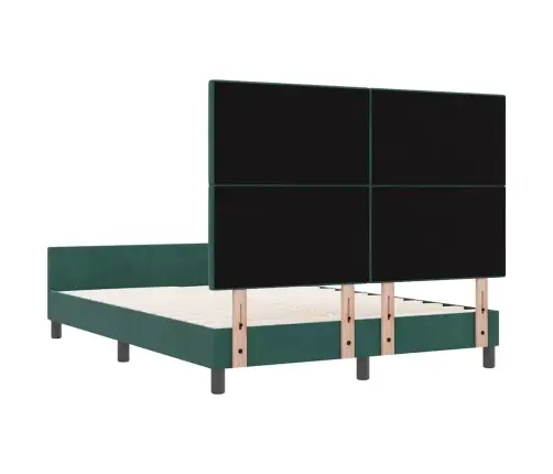 Kastītes Atsperu Gulta Tumši Zaļš 140 X 200 Cm Samts Vidaxl