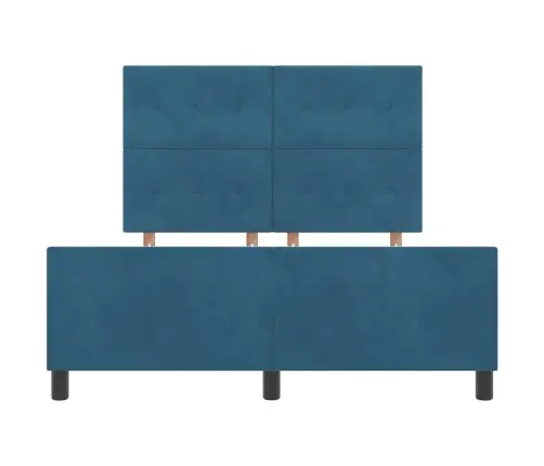 Kiemas Lova Su Galvūgalio Tamsiai Mėlyna 140 X 200 Cm Aksomas