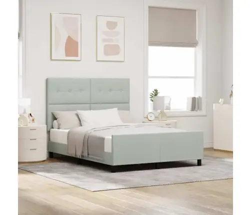 Voodi Raam Peaga Helehall 160 X 200 Cm Samet