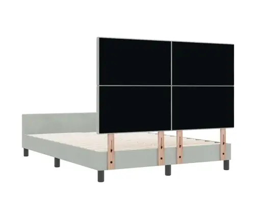 Voodi Raam Peaga Helehall 160 X 200 Cm Samet