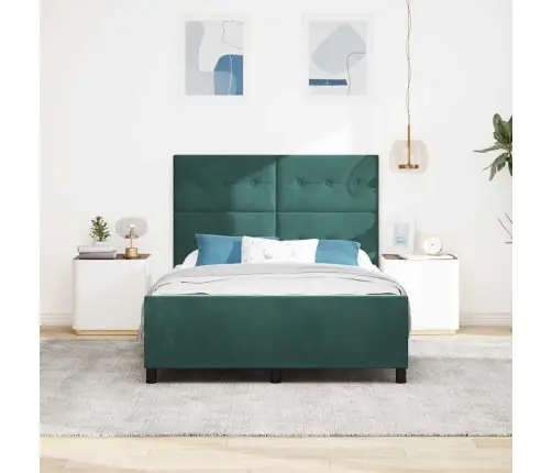 Kastītes Atsperu Gulta Tumši Zaļš 160 X 200 Cm Samts Vidaxl