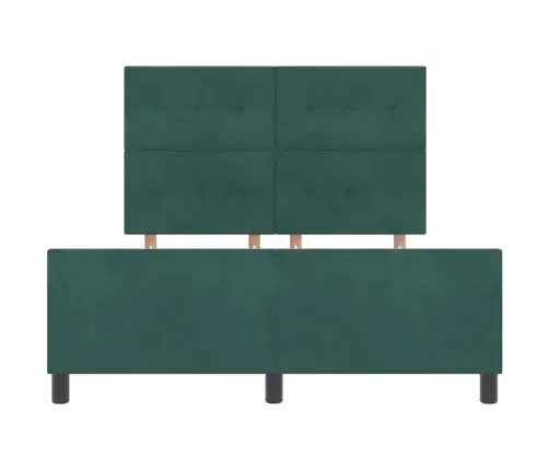 Kastītes Atsperu Gulta Tumši Zaļš 160 X 200 Cm Samts Vidaxl