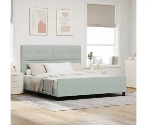 Kiemas Lova Su Galvūgalio Šviesiai Pilka 180 X 200 Cm Aksomas