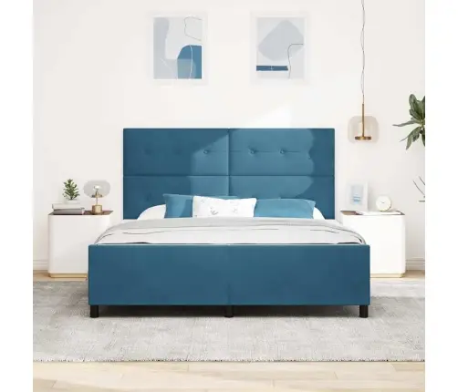 Kastītes Atsperu Gulta Tumši Zils 180 X 200 Cm Samts Vidaxl