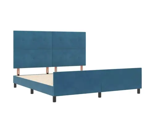 Kastītes Atsperu Gulta Tumši Zils 180 X 200 Cm Samts Vidaxl