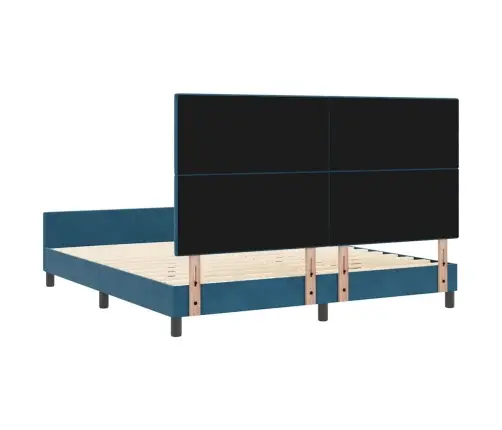 Kastītes Atsperu Gulta Tumši Zils 180 X 200 Cm Samts Vidaxl