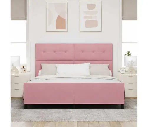 Kiemas Lova Su Galvūgalio Rožinė 180 X 200 Cm Aksomas