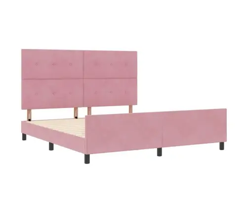 Kiemas Lova Su Galvūgalio Rožinė 180 X 200 Cm Aksomas