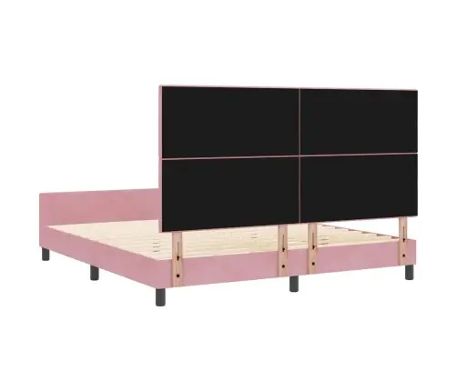 Kiemas Lova Su Galvūgalio Rožinė 180 X 200 Cm Aksomas