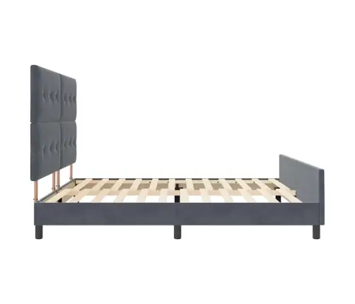 Kiemas Lova Su Galvūgalio Tamsiai Pilka 200 X 200 Cm Aksomas