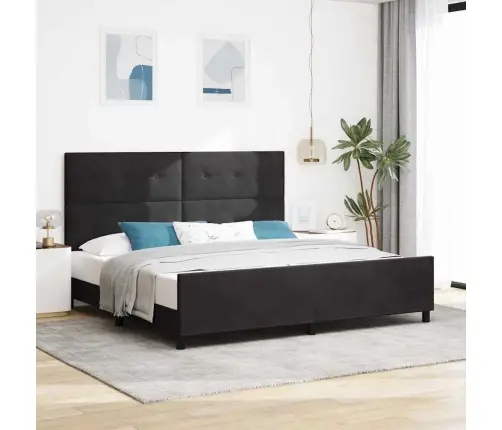 Gultas Rāmis Melnā Krāsā 200X200 Cm No Samta Vidaxl