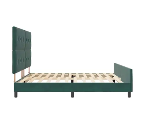 Kastītes Atsperu Gulta Tumši Zaļš 200 X 200 Cm Samts Vidaxl