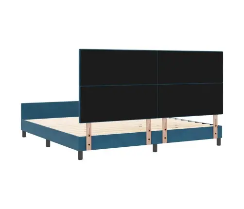 Kastītes Atsperu Gulta Tumši Zils 200 X 200 Cm Samts Vidaxl