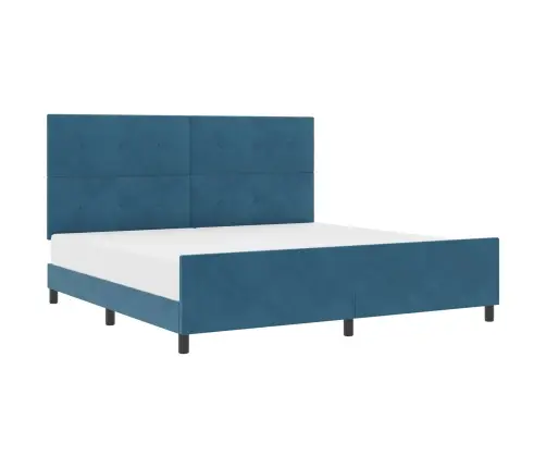 Kastītes Atsperu Gulta Tumši Zils 200 X 200 Cm Samts Vidaxl