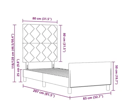 Gultas Rāmis Gaiši Pelēks 80X200 Cm Samts Vidaxl