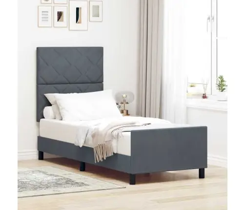 Gulta Tumši Pelēka 80X200 Cm Samts Vidaxl