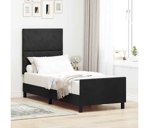 Gultas Rāmis Ar Galvas Klāju Melna 80 X 200 Cm Samts Vidaxl