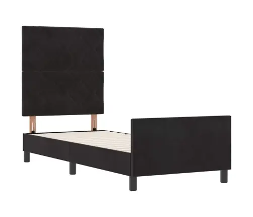 Gultas Rāmis Ar Galvas Klāju Melna 80 X 200 Cm Samts Vidaxl