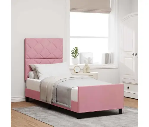 Gultas Rāmis Rozā 80X200 Cm Samts Vidaxl