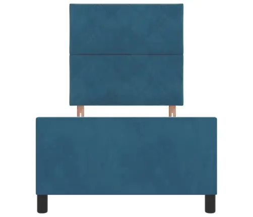 Gultas Rāmis Ar Galvas Klāju Tumši Zila 90 X 190 Cm Samts Vidaxl