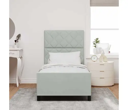 Kiemas Lova Su Galvūgalio Šviesiai Pilka 90 X 200 Cm Aksomas