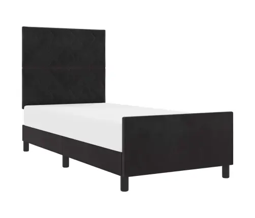 Kiemas Lova Su Galvūgalio Juoda 90 X 200 Cm Aksomas
