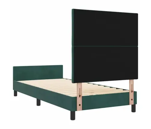 Gultas Rāmis Ar Galvas Klāju Tumši Zaļa 90 X 200 Cm Samts Vidaxl